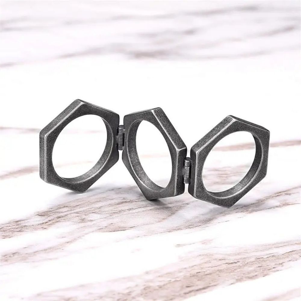 Geometric Tri Fold Ring